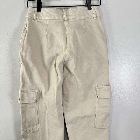 Wilfred Free Modern Cargo Pants Womens Size 6 Ivory High Waisted Twill Straight - Picture 13 of 14